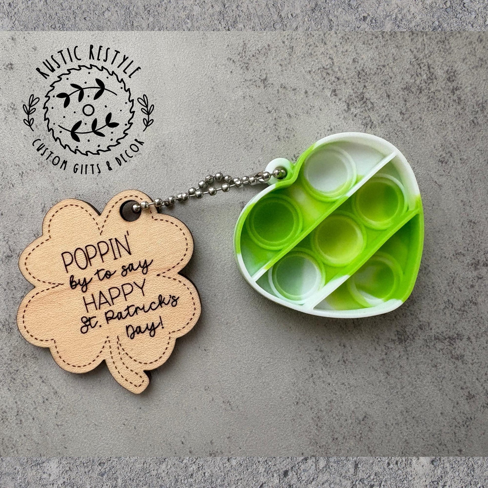 St Patrick's Day Pop-its favors, wooden kids prize St Paddy's Day gift