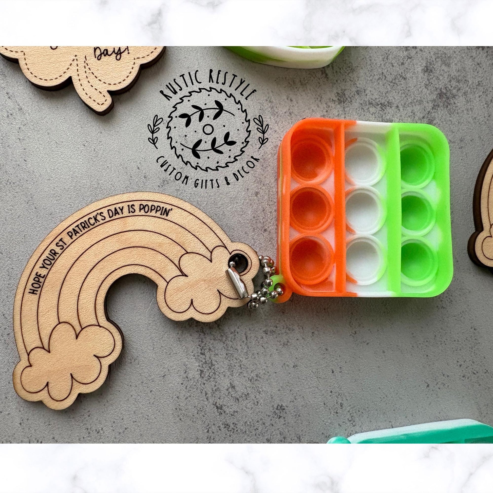 St Patrick's Day Pop-its favors, wooden kids prize St Paddy's Day gift