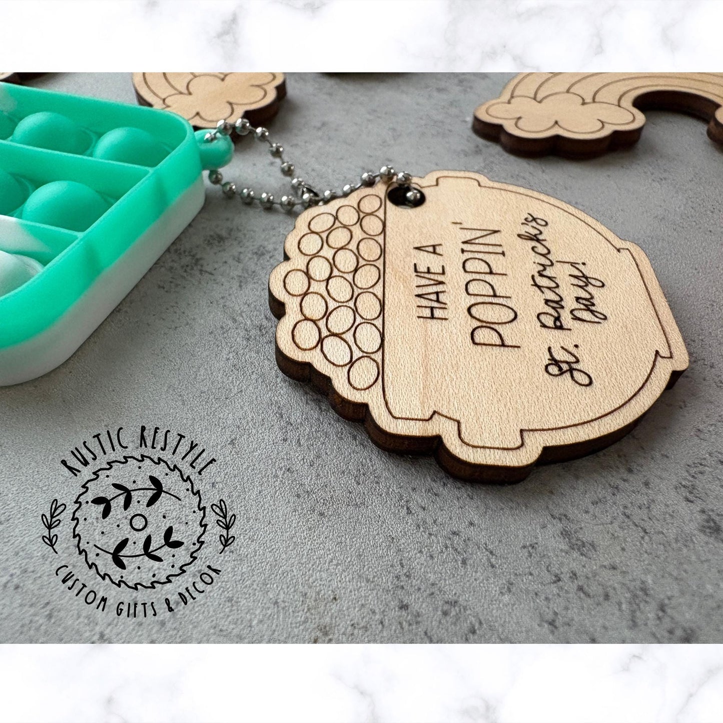St Patrick's Day Pop-its favors, wooden kids prize St Paddy's Day gift