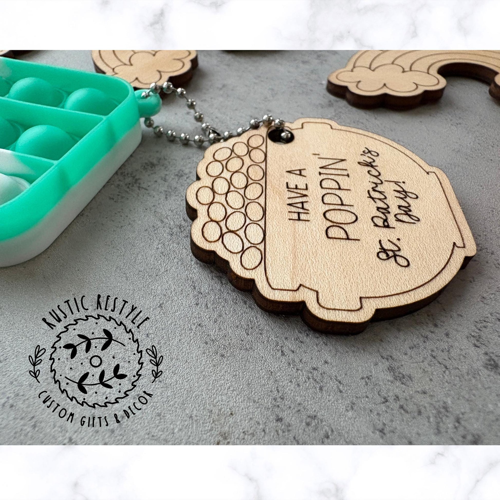 St Patrick's Day Pop-its favors, wooden kids prize St Paddy's Day gift