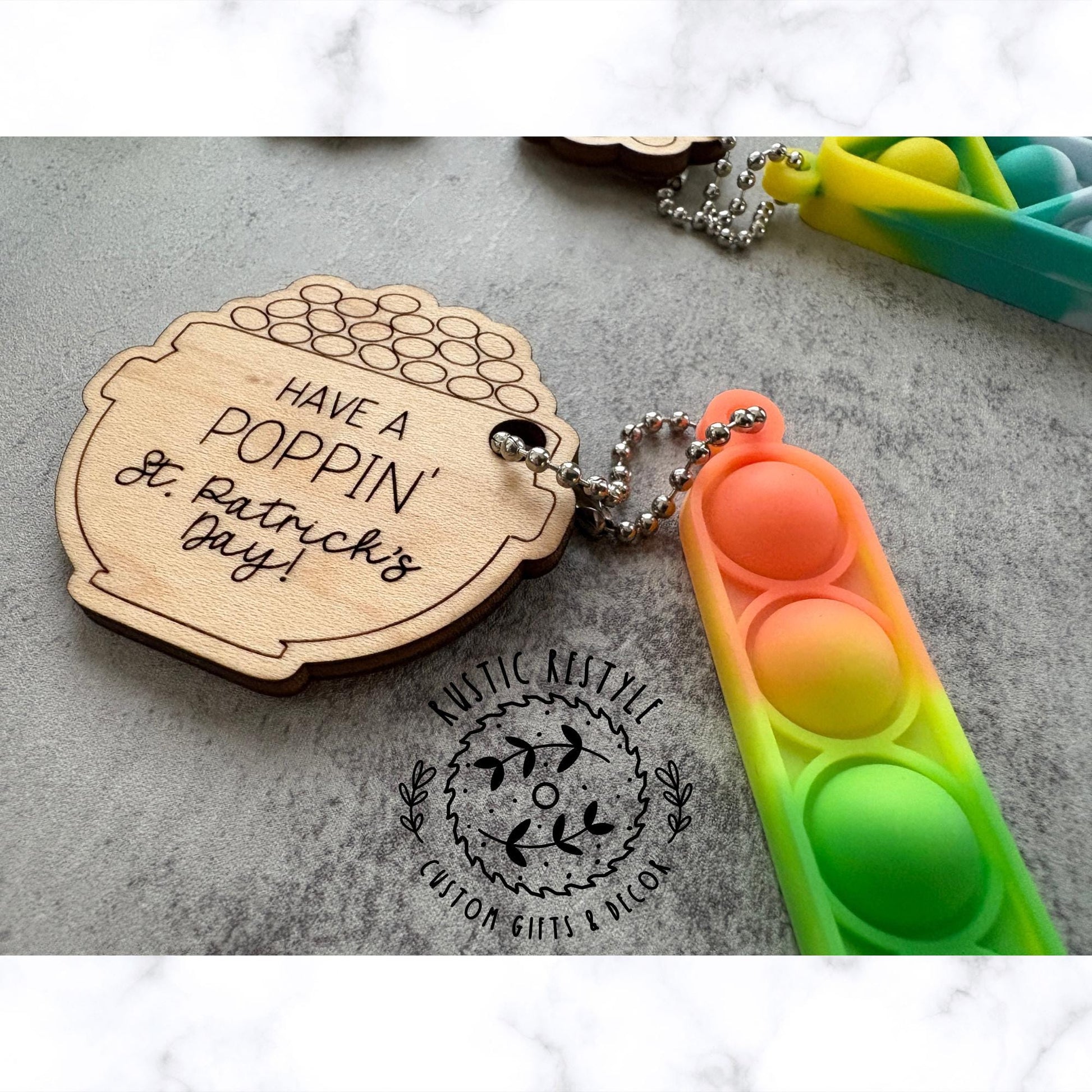 St Patrick's Day Pop-its favors, wooden kids prize St Paddy's Day gift