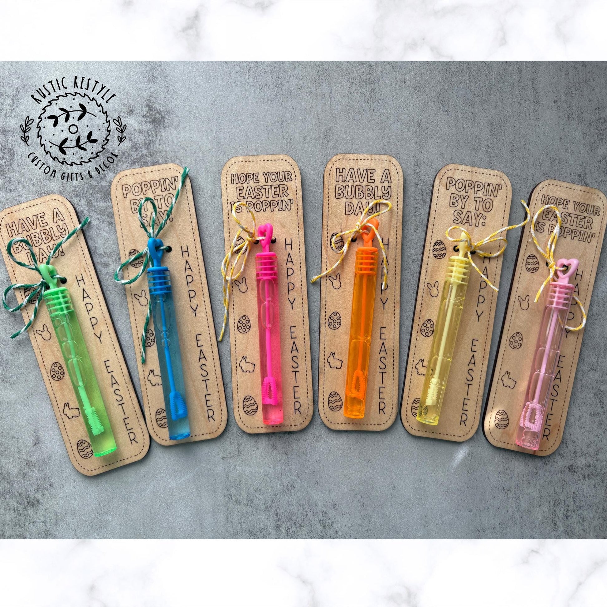Easter basket stuffers bubbles, wooden Easter tag bubble gift