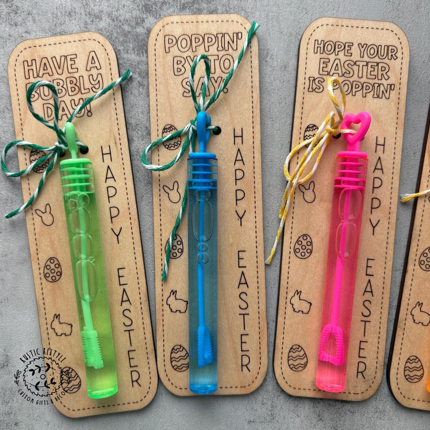 Easter basket stuffers bubbles, wooden Easter tag bubble gift