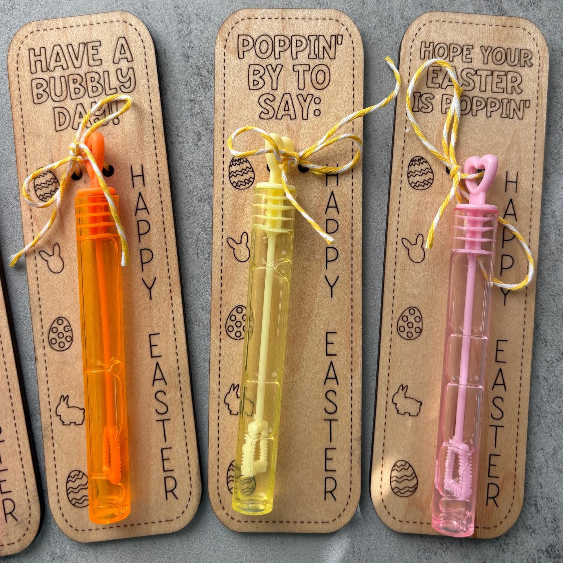 Easter basket stuffers bubbles, wooden Easter tag bubble gift
