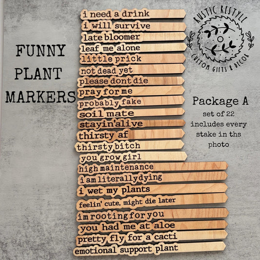 Funny indoor plant markers, wood plant tags for your house plants