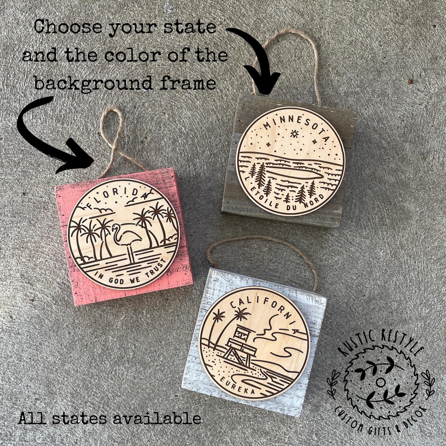 Wooden state plaque, great for a collage wall