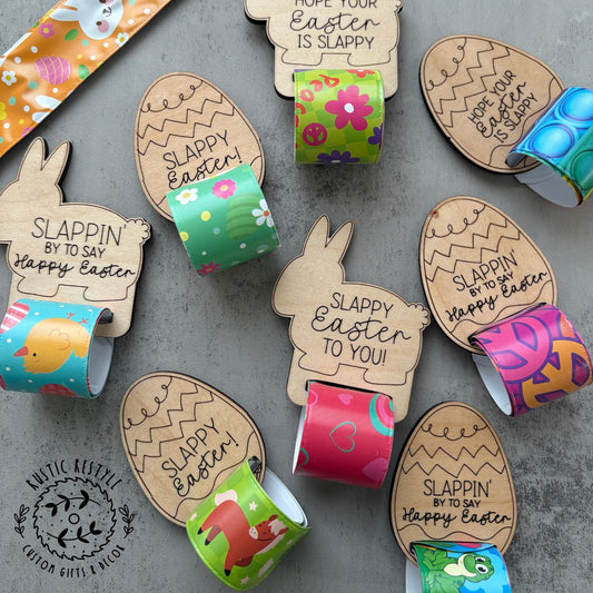 Kids slap bracelet Easter basket filler, Personalized wooden Easter basket stuffer gifts, classroom prizes