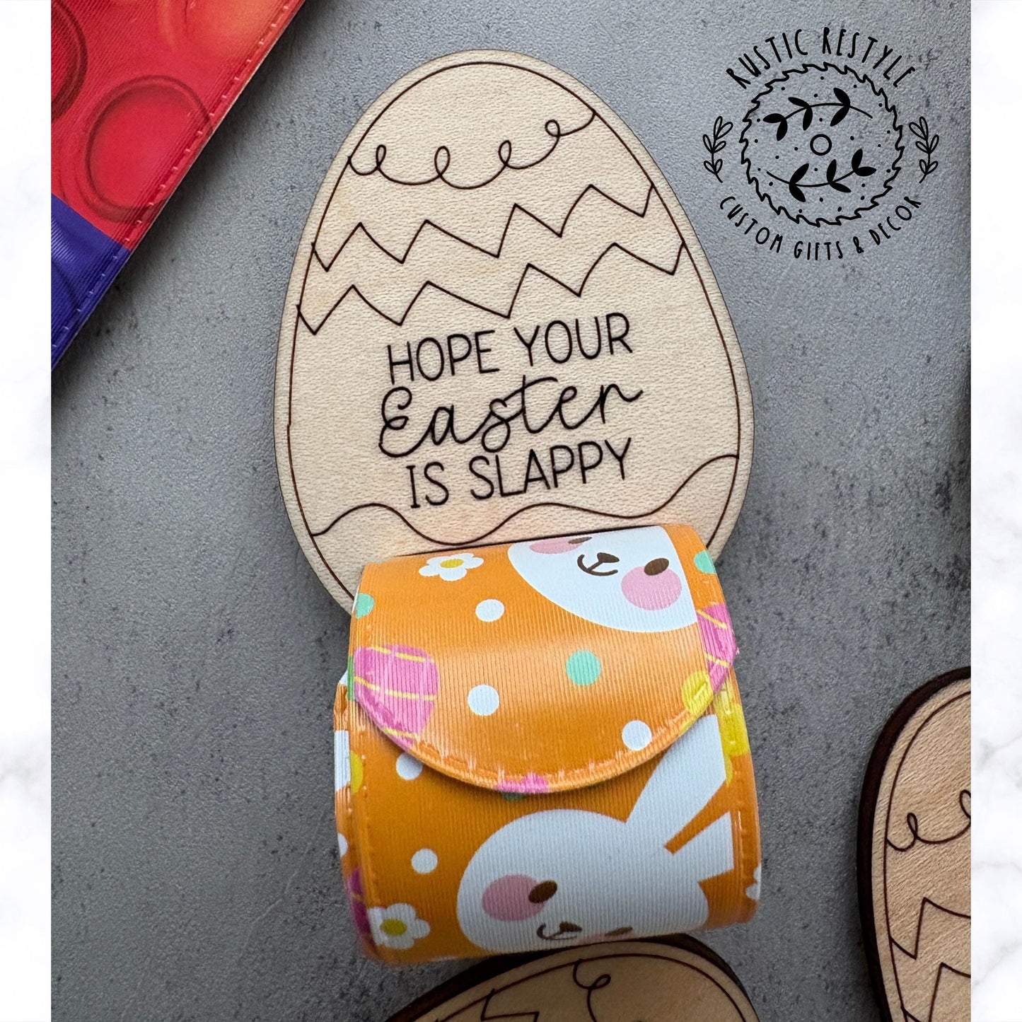 Kids slap bracelet Easter basket filler, Personalized wooden Easter basket stuffer gifts, classroom prizes