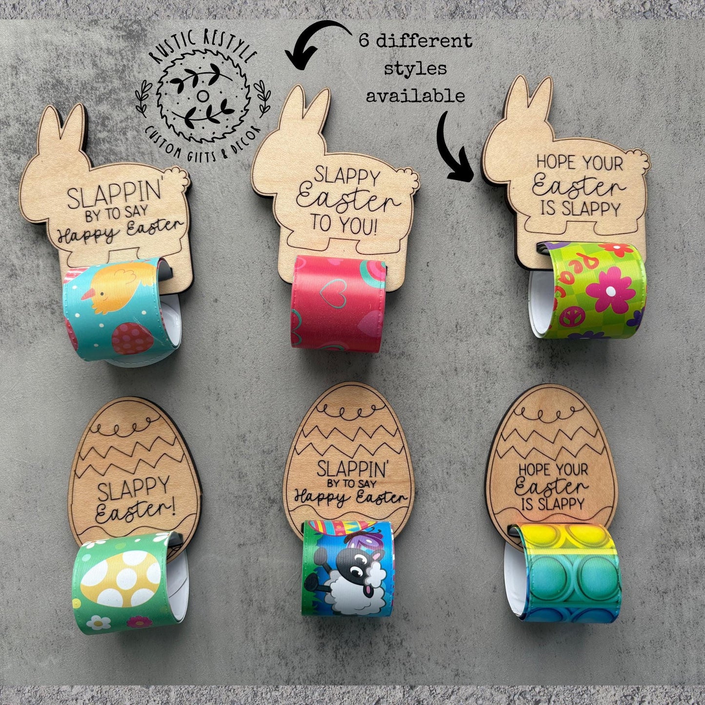 Kids slap bracelet Easter basket filler, Personalized wooden Easter basket stuffer gifts, classroom prizes