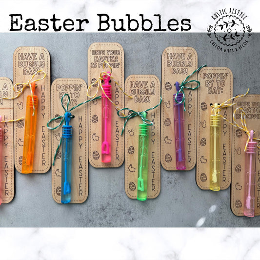 Easter basket stuffers bubbles, wooden Easter tag bubble gift