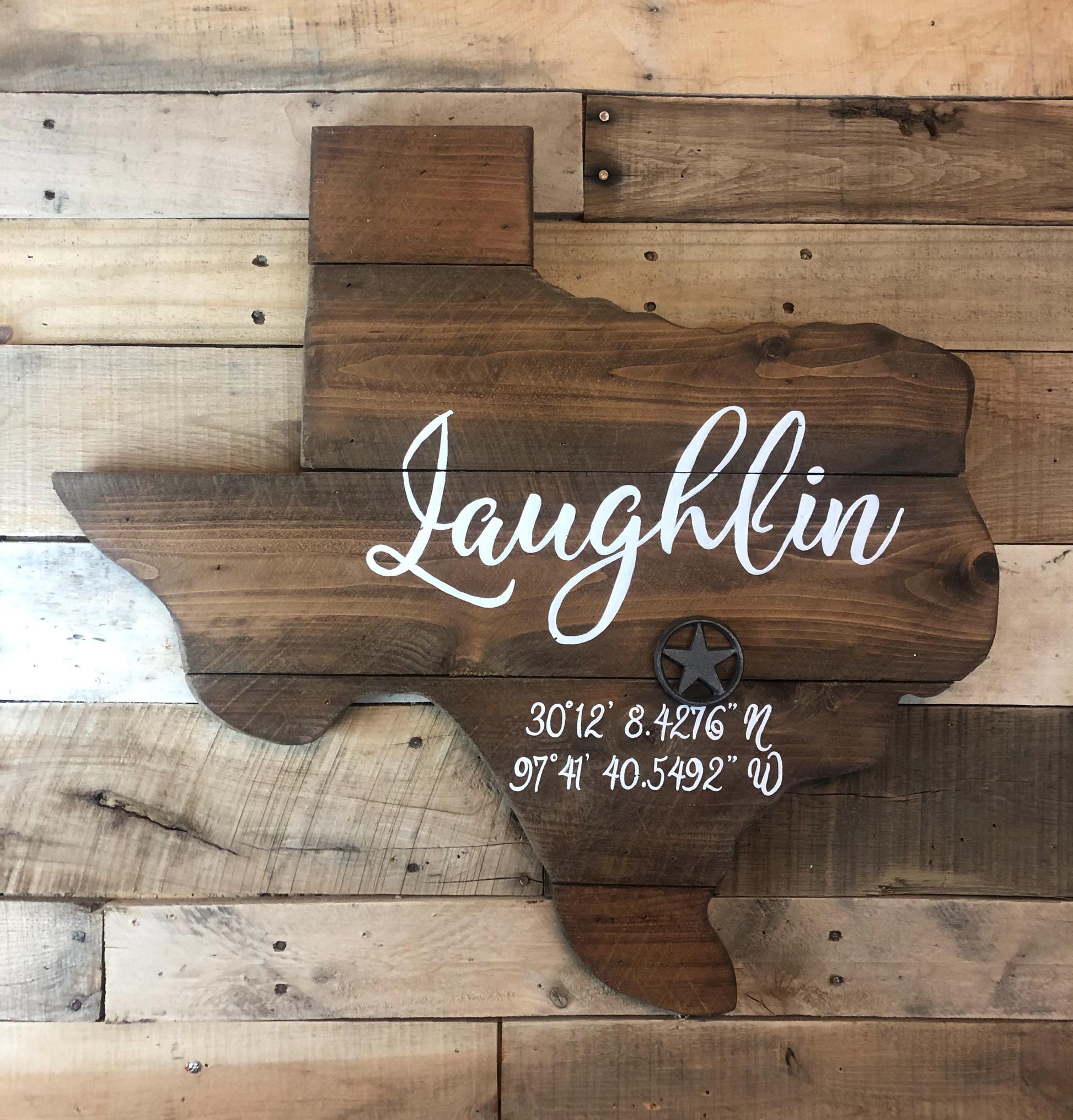 Last name wood Texas pallet sign, wood state wall art, new home wood sign, rustic home decor, pallet signs, 36" Name and star Texas sign