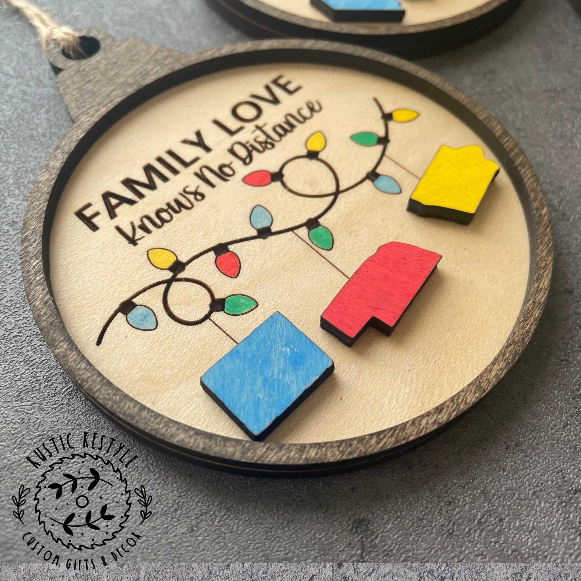 Long Distance Family Ornament with states, Family love long-distance family ornaments, pick Any state, 2-3 states