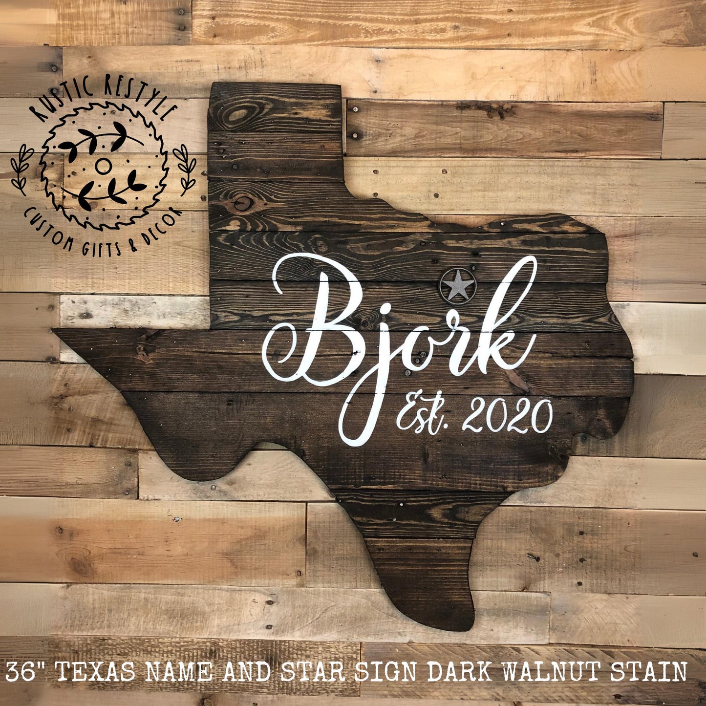 Texas wall art, wooden Texas, Pallet sign wall art, Established, Housewarming, Name sign, gift for new home, 24" Texas name and star sign