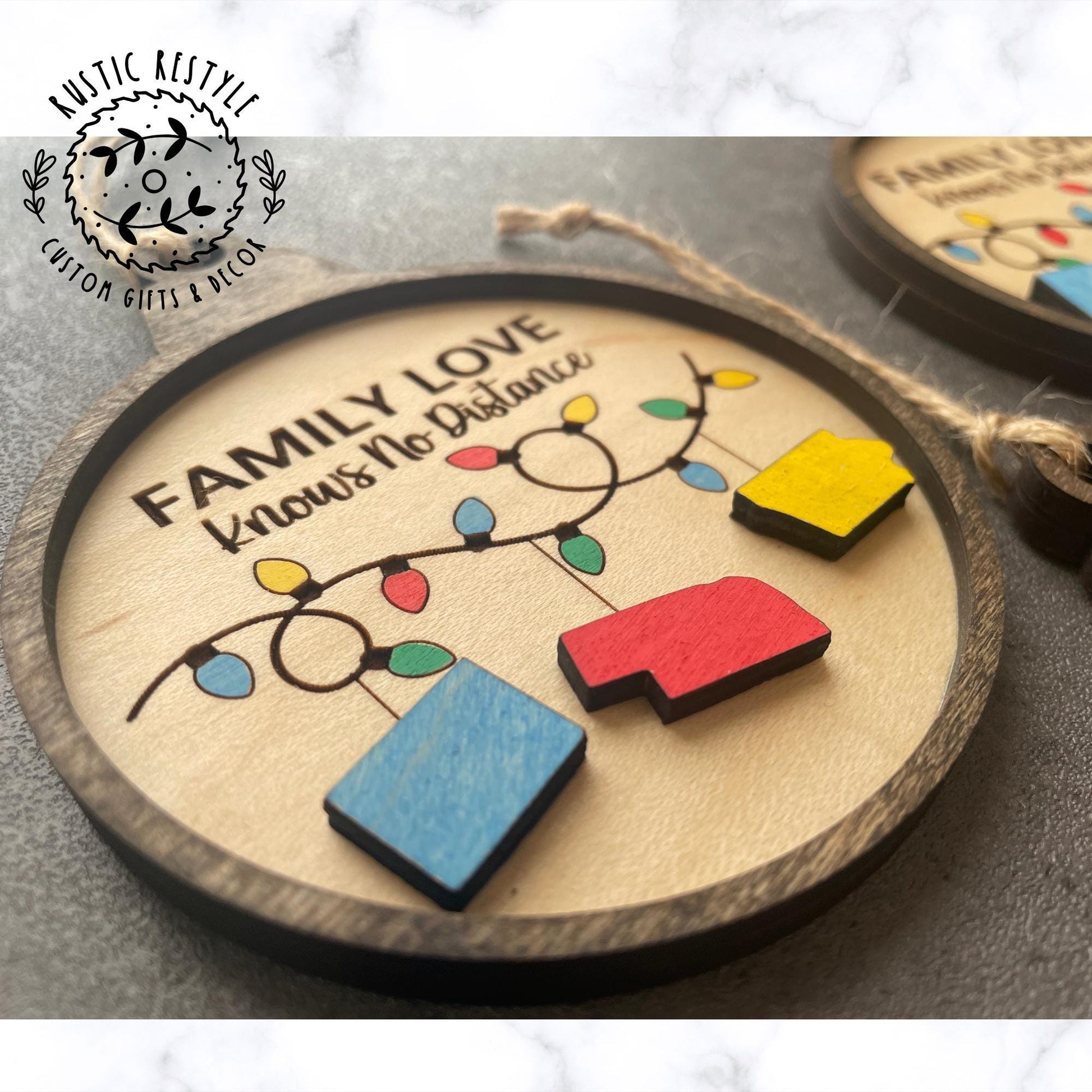 Long Distance Family Ornament with states, Family love long-distance family ornaments, pick Any state, 2-3 states