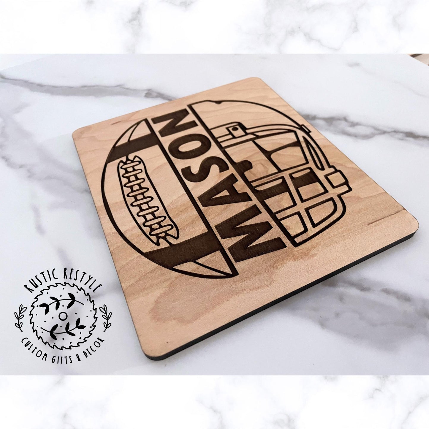Personalized Wood Football Helmet Plaque, Gift for Sports Fans