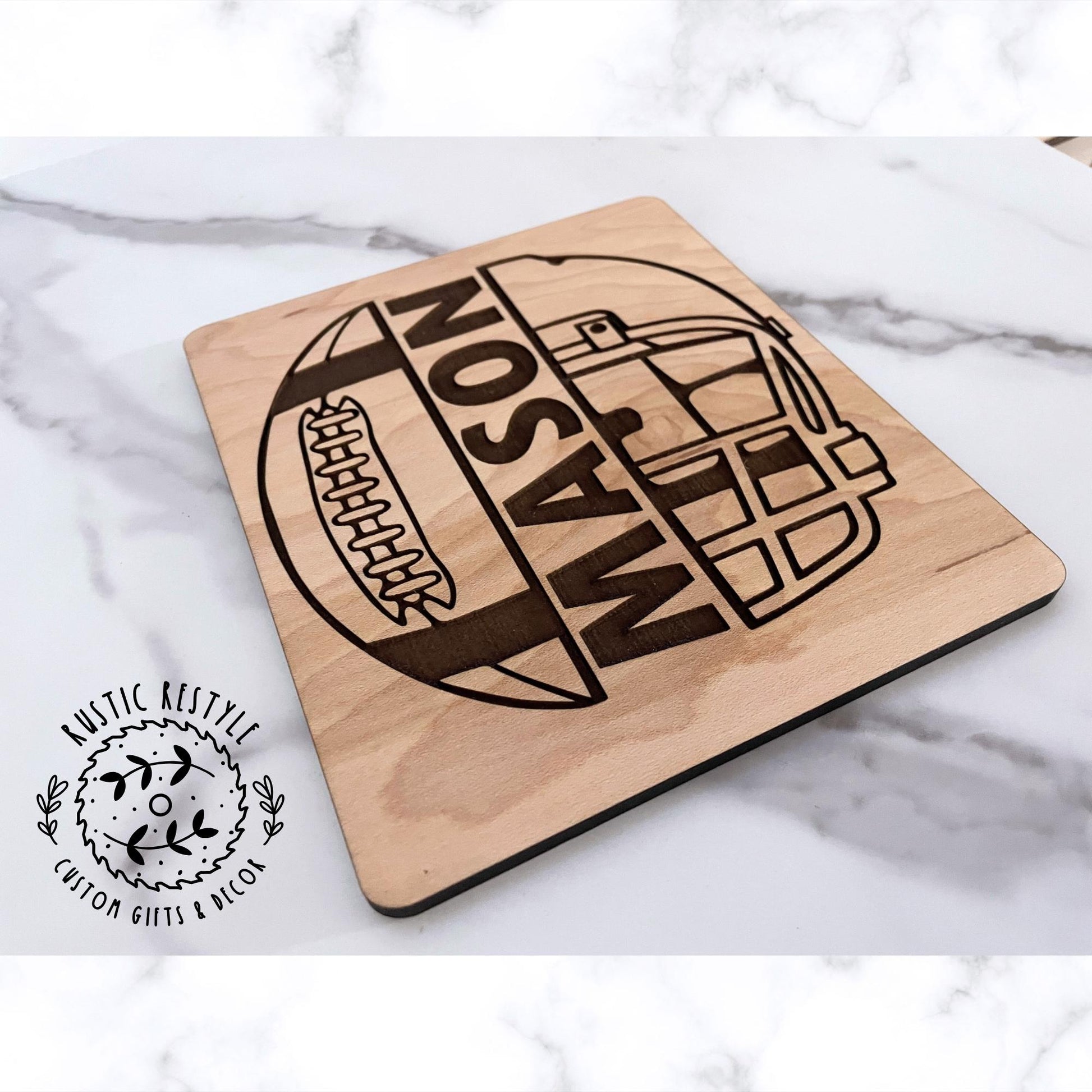 Personalized Wood Football Helmet Plaque, Gift for Sports Fans