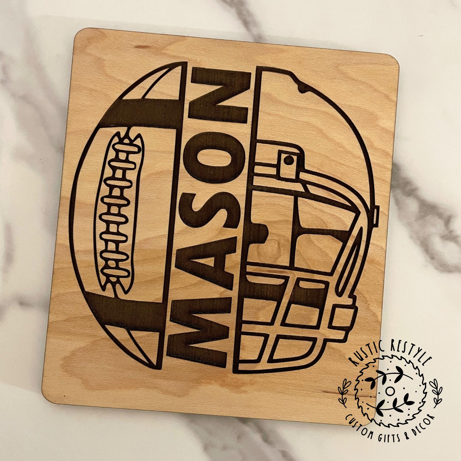 Personalized Wood Football Helmet Plaque, Gift for Sports Fans