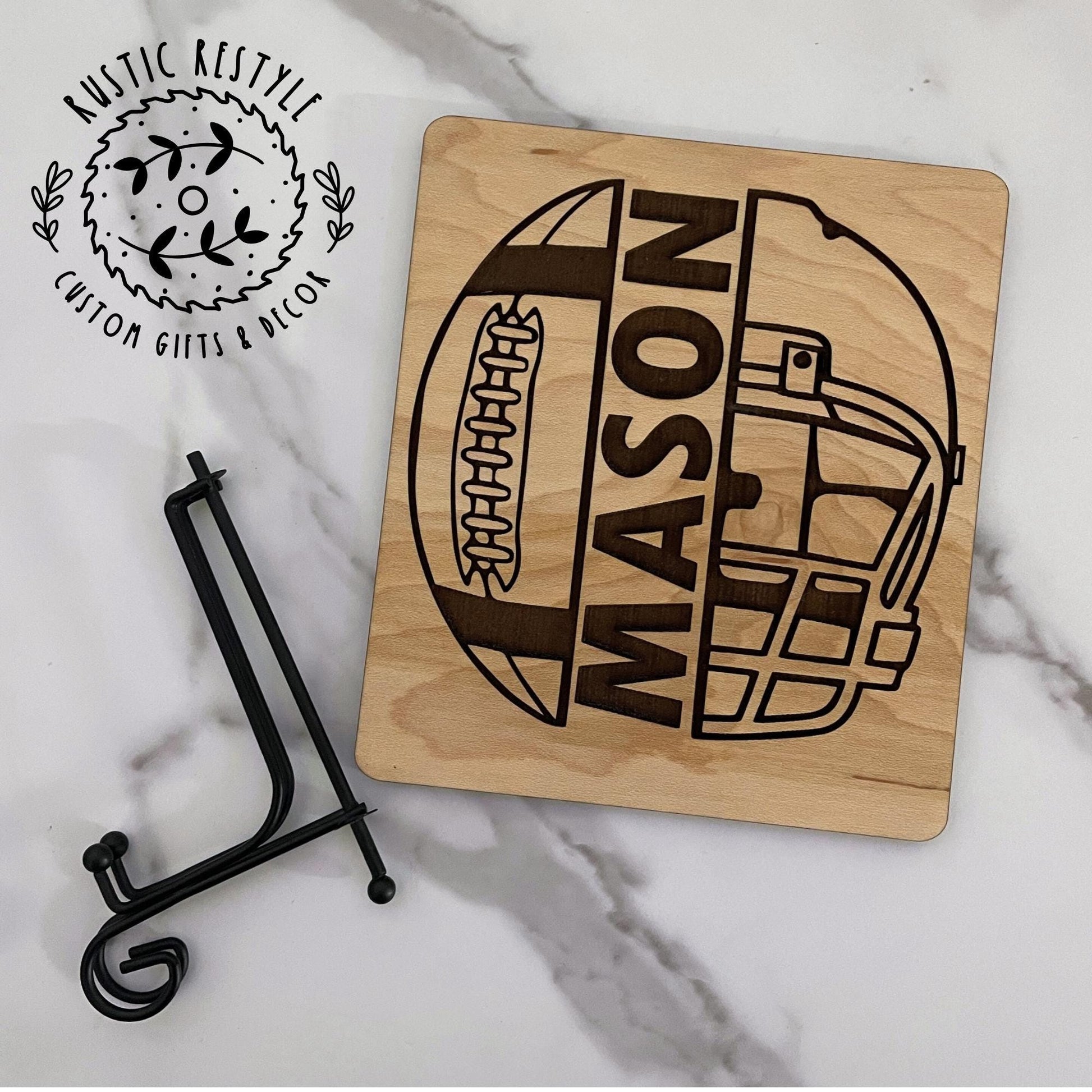Personalized Wood Football Helmet Plaque, Gift for Sports Fans