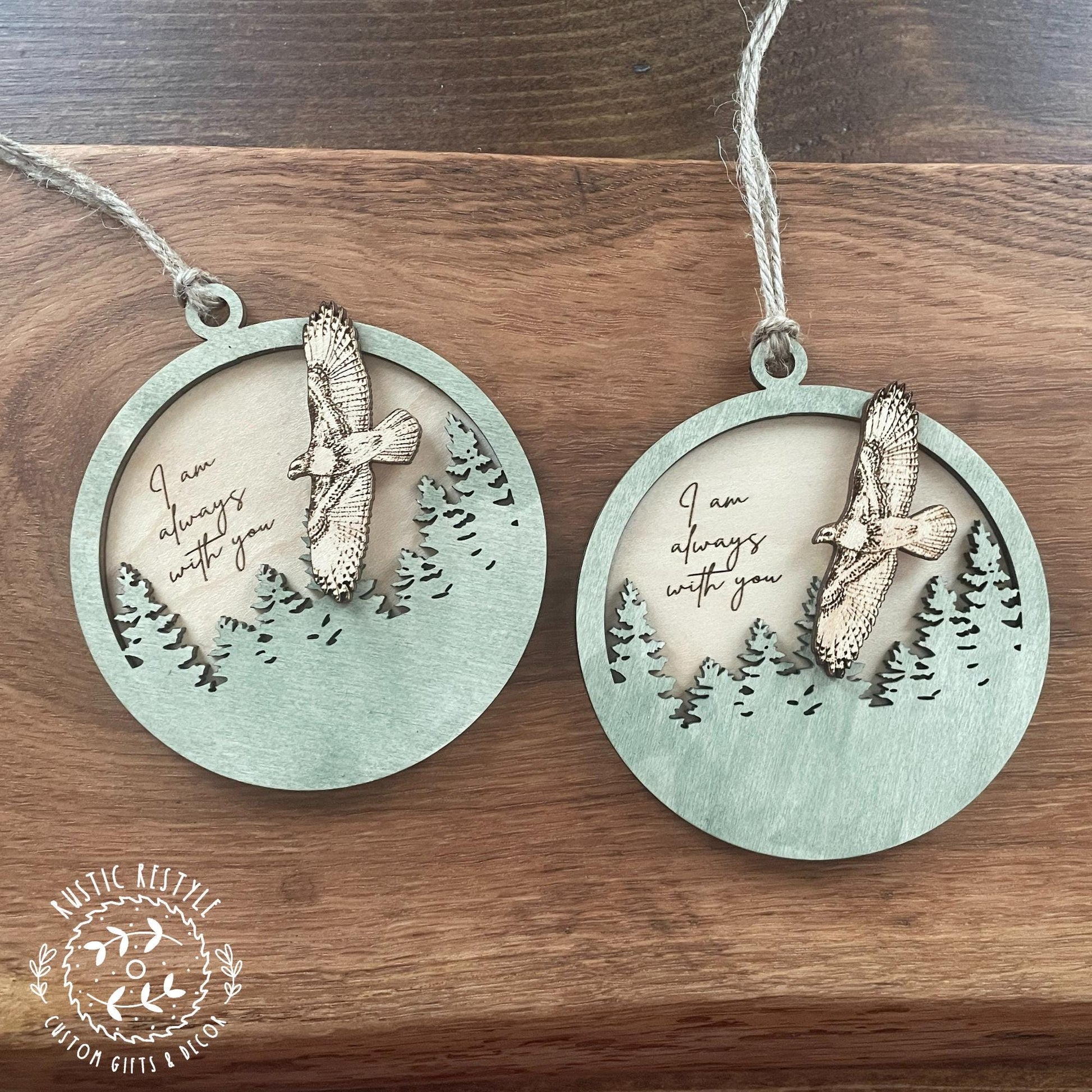 Memorial Hawk Remembrance ornament, 4inch hawk remeberance hanger can be personalized with engraved names