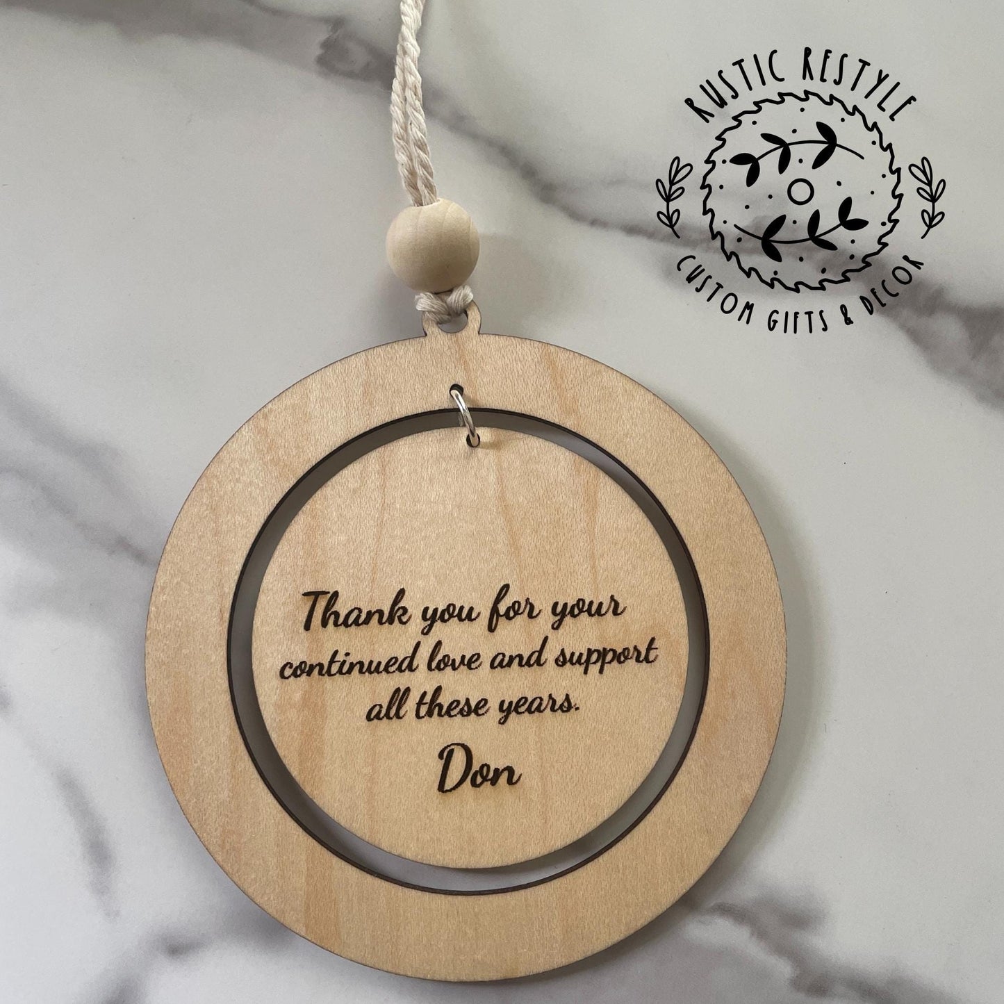 Personalized wedding anniversary ornament, wood Christmas ornament gift 50th, 40th, 30th, 20th, 10th, 5th anniversary, any anniversary