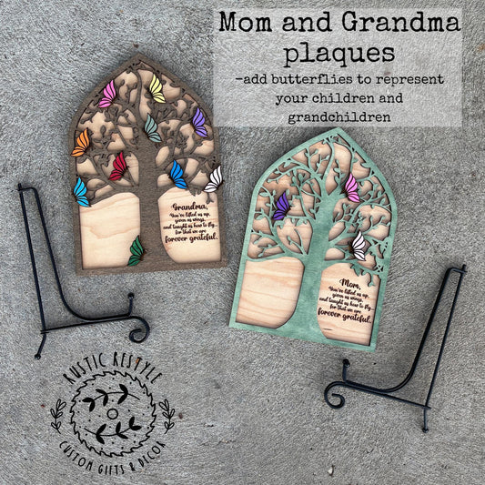 Mother's Day butterfly tree plaque, grandma, mama, mommy, mum, nana