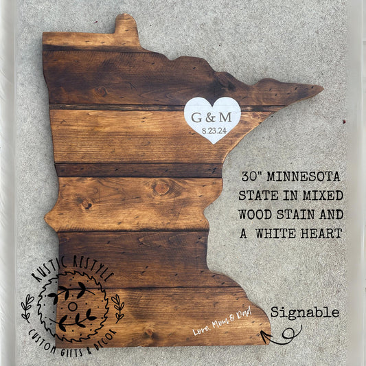 Minnesota wood cutouts, Minnesota wedding gift, for couple, for housewarming, Rustic home decor, signing board, alternative wood, wall decor
