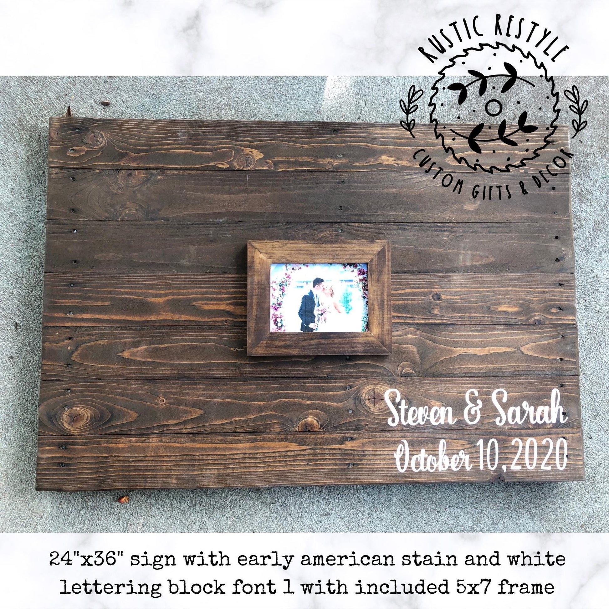 Last name wooden wedding guestbook Alternative sign, photo frame guestbook sign, Custom personalized 24x36