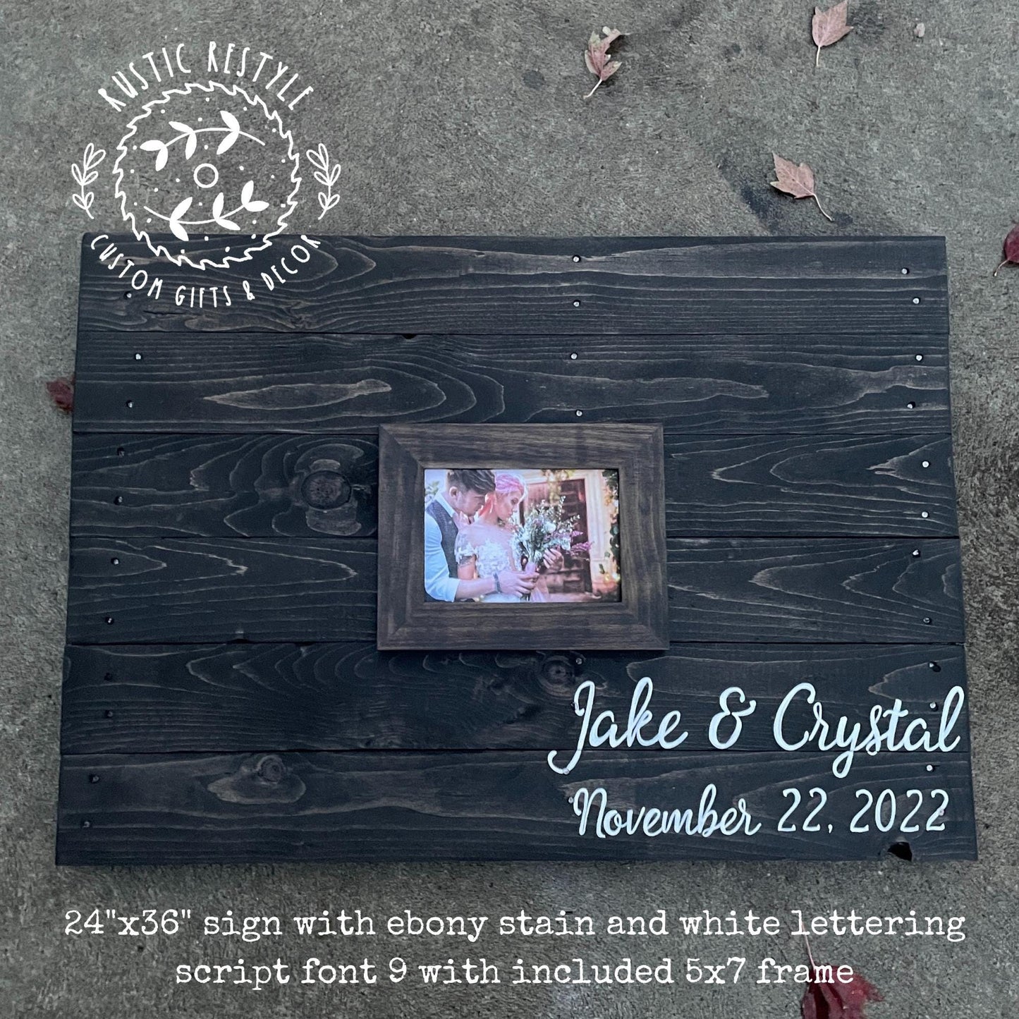 Last name wooden wedding guestbook Alternative sign, photo frame guestbook sign, Custom personalized 24x36