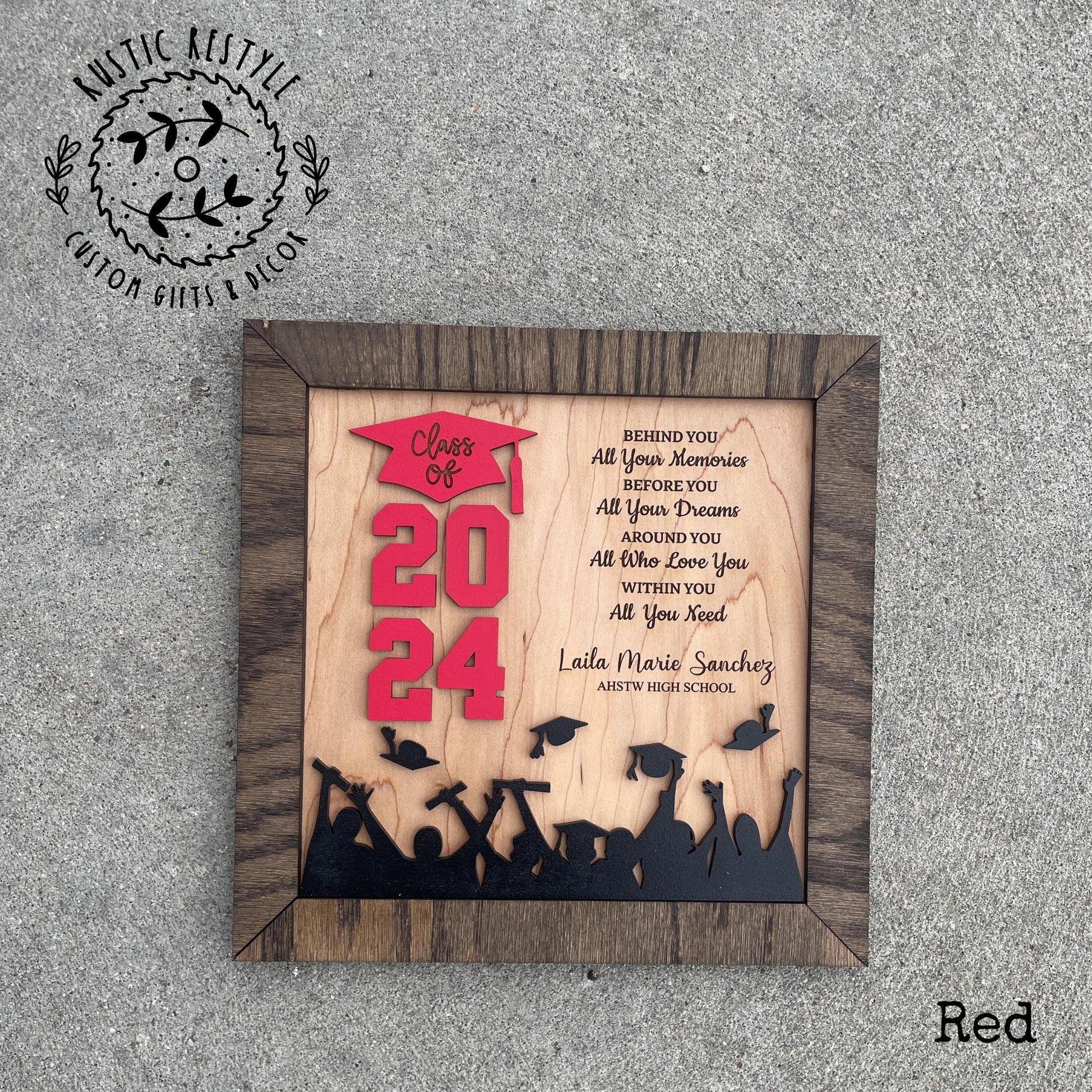 Graduation Plaque personalized with engraved name and school, class of 2026