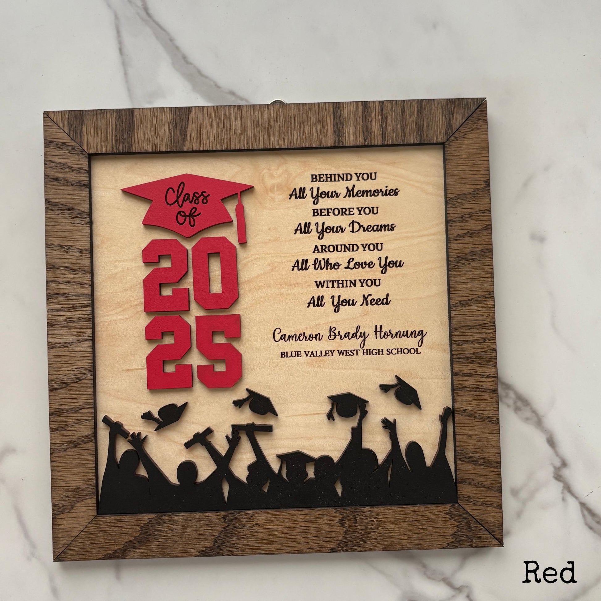 Graduation Plaque personalized with engraved name and school, class of 2026