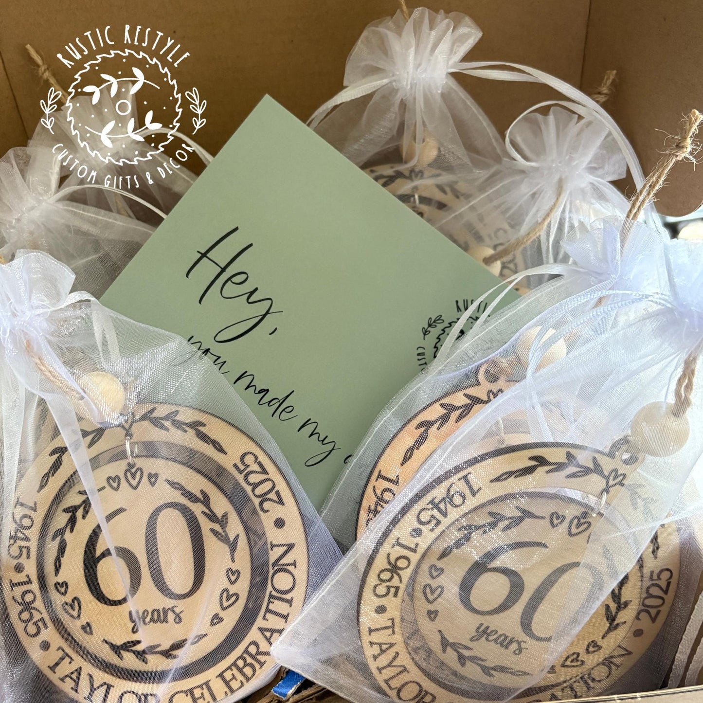 Personalized wedding anniversary ornament, wood Christmas ornament gift 50th, 40th, 30th, 20th, 10th, 5th anniversary, any anniversary