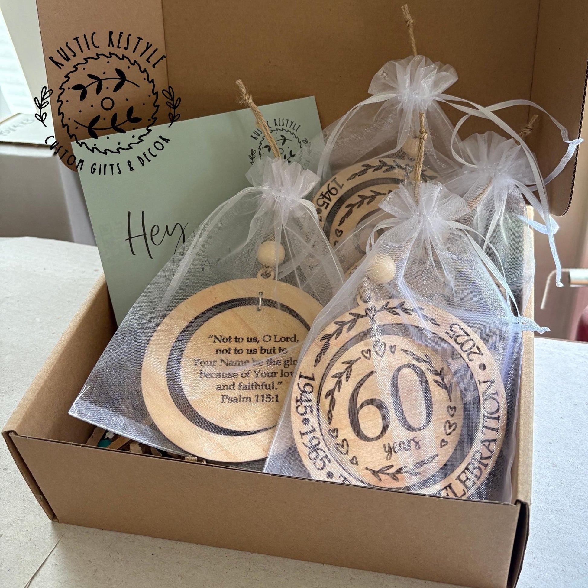 Wedding anniversary ornament, wood Christmas ornament gift 50th, 40th, 30th, 20th, 10th, 5th anniversary