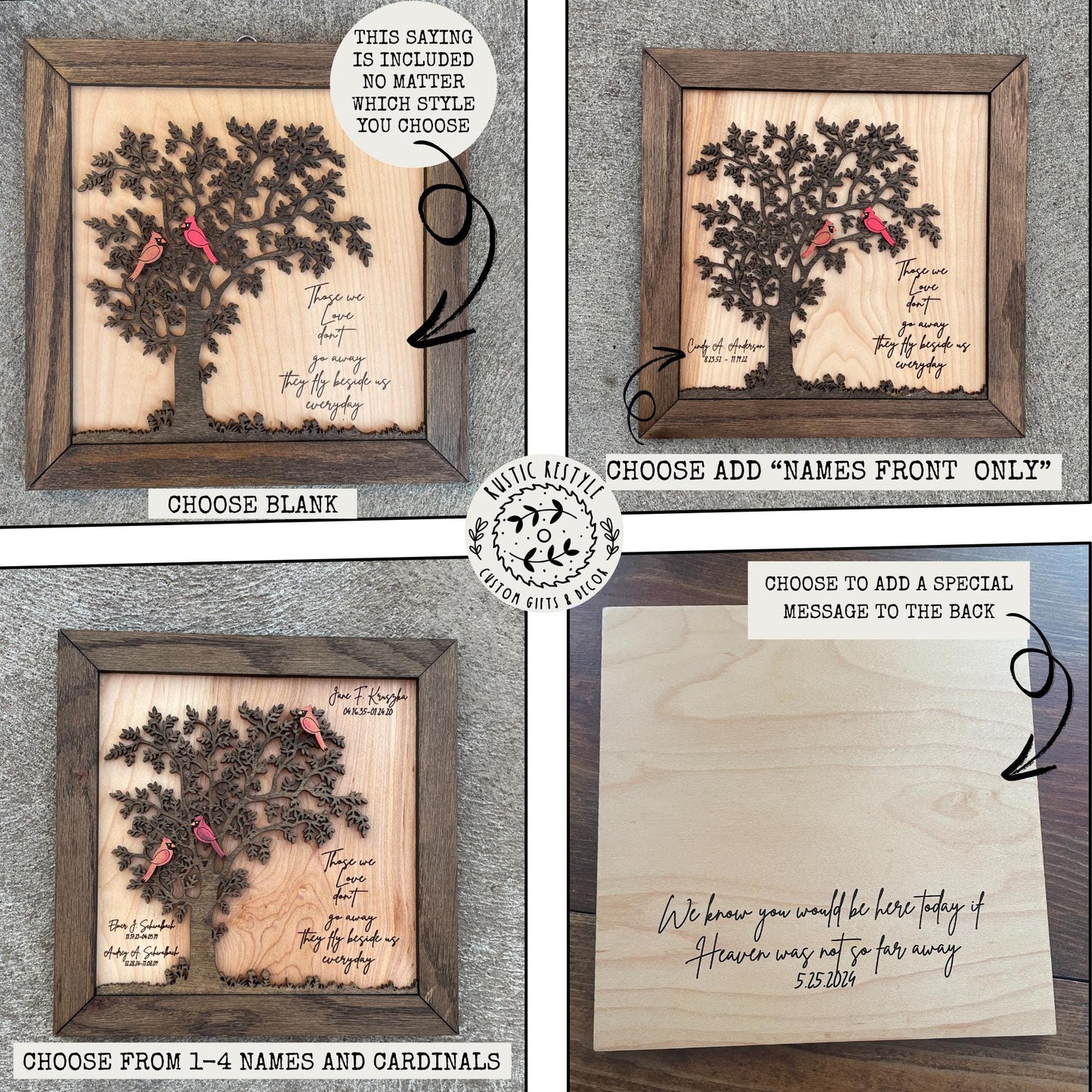 Memorial Hawk Remembrance Plaque, 10"x10" frame personalized with Engraved names