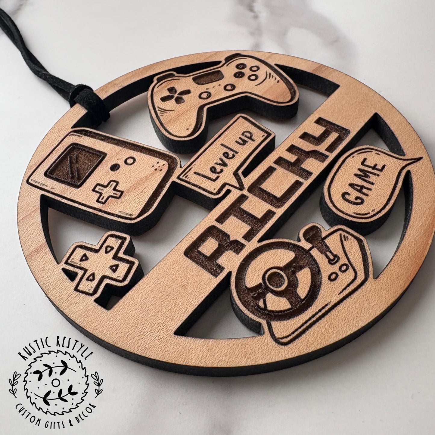 Personalized wooden gaming Christmas Ornament, Gaming fan gift