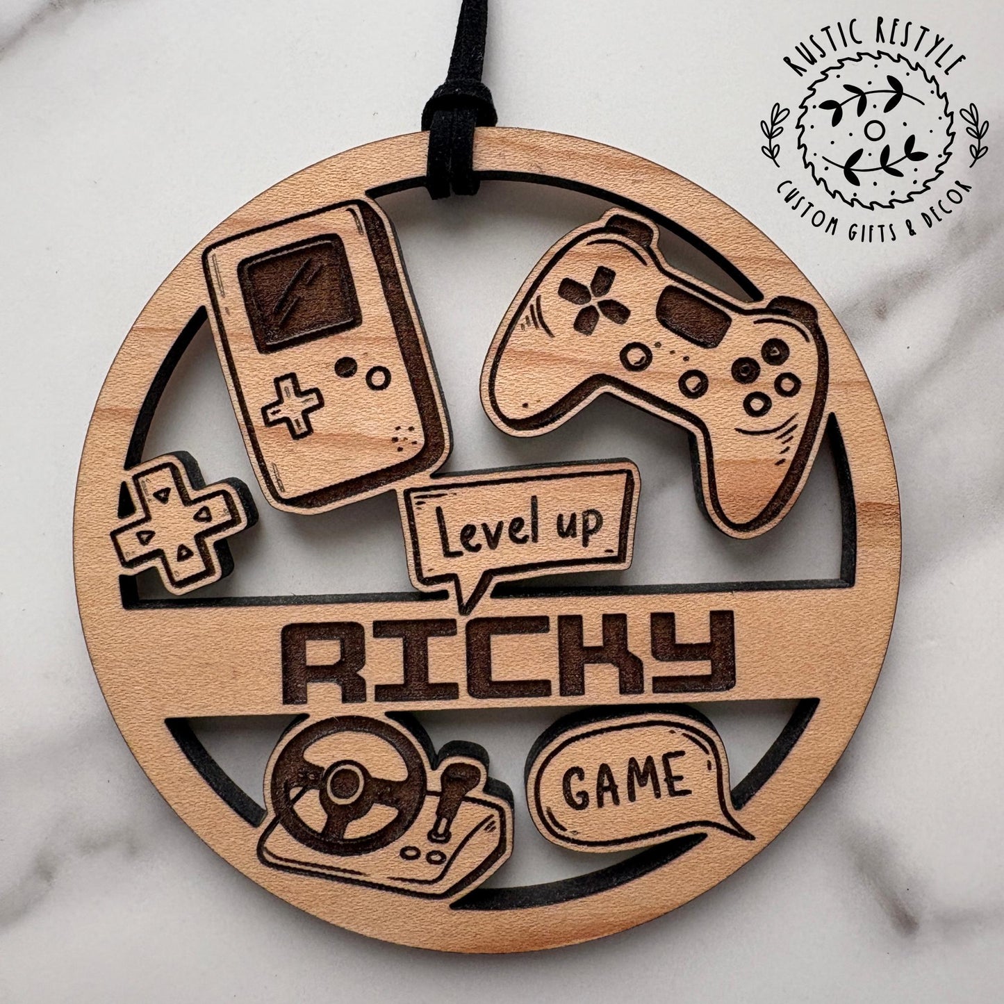 Personalized wooden gaming Christmas Ornament, Gaming fan gift