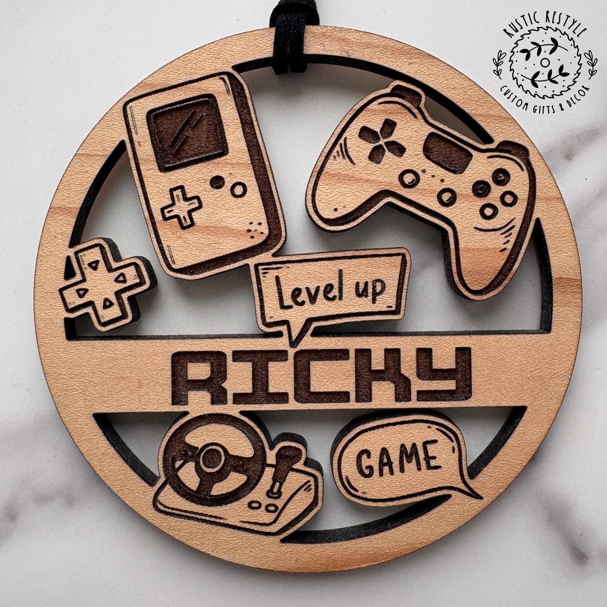 Personalized wooden gaming Christmas Ornament, Gaming fan gift