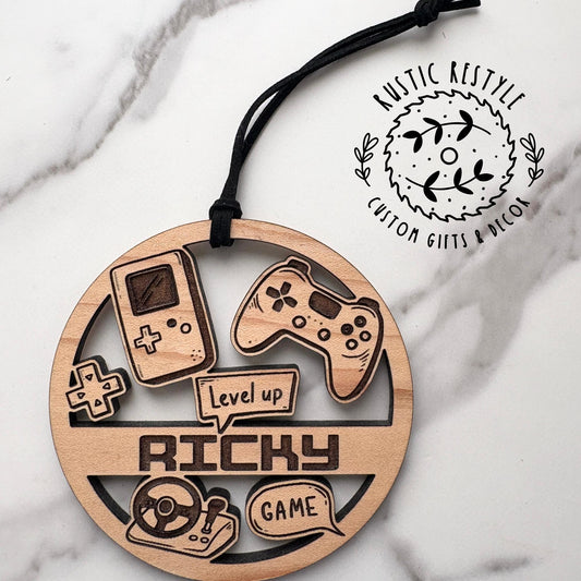 Personalized wooden gaming Christmas Ornament, Gaming fan gift