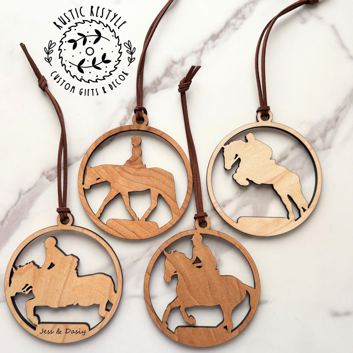 Horse riding christmas ornament, horse silhouette, personalized horse ornament