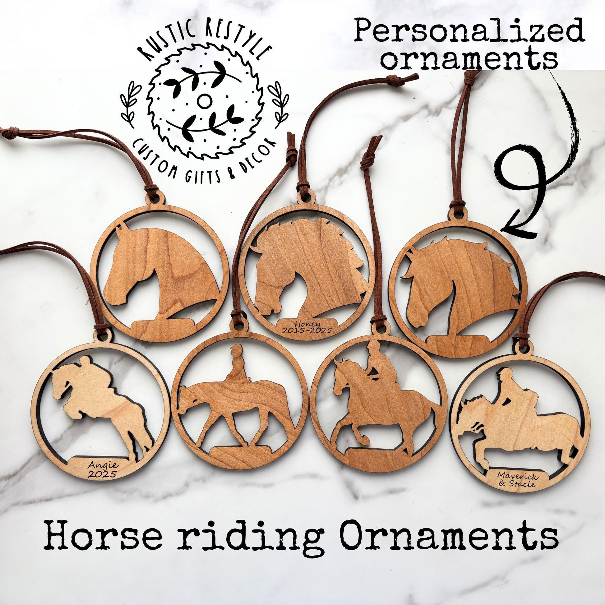 Horse riding christmas ornament, horse silhouette, personalized horse ornament