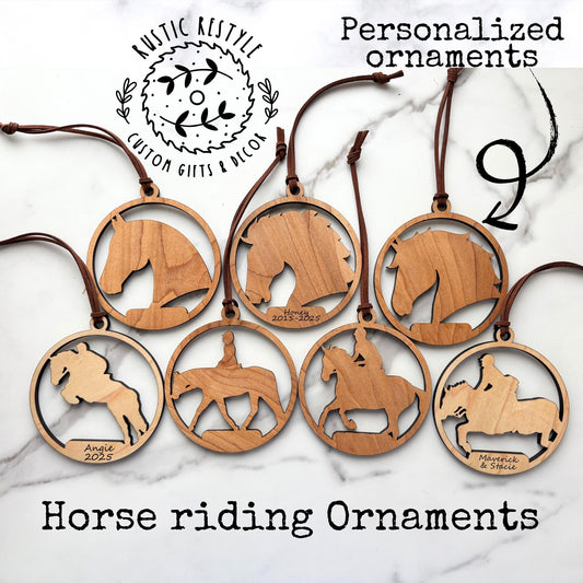 Horse riding christmas ornament, horse silhouette, personalized horse ornament