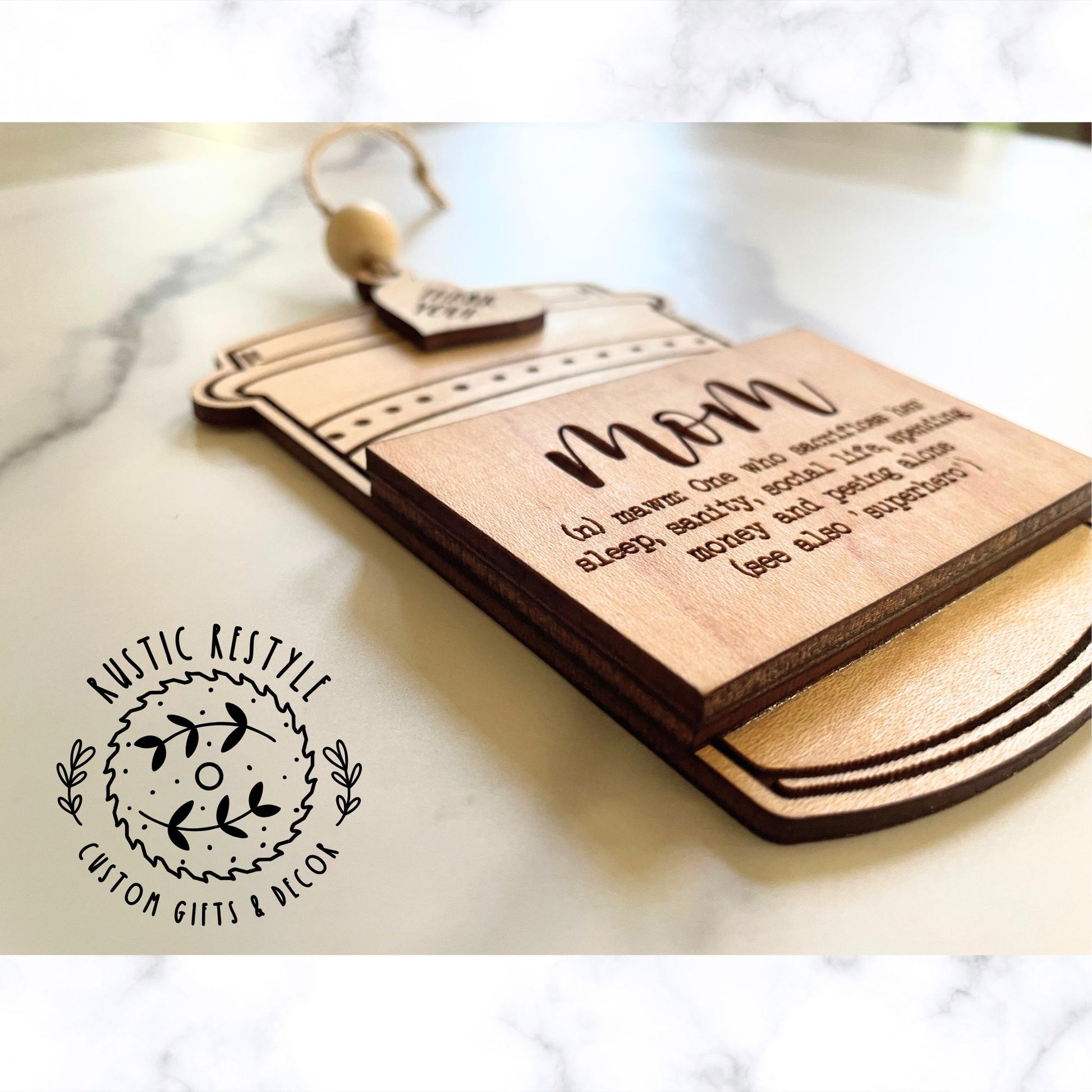 Mom coffee cup ornament gift card holder ornament