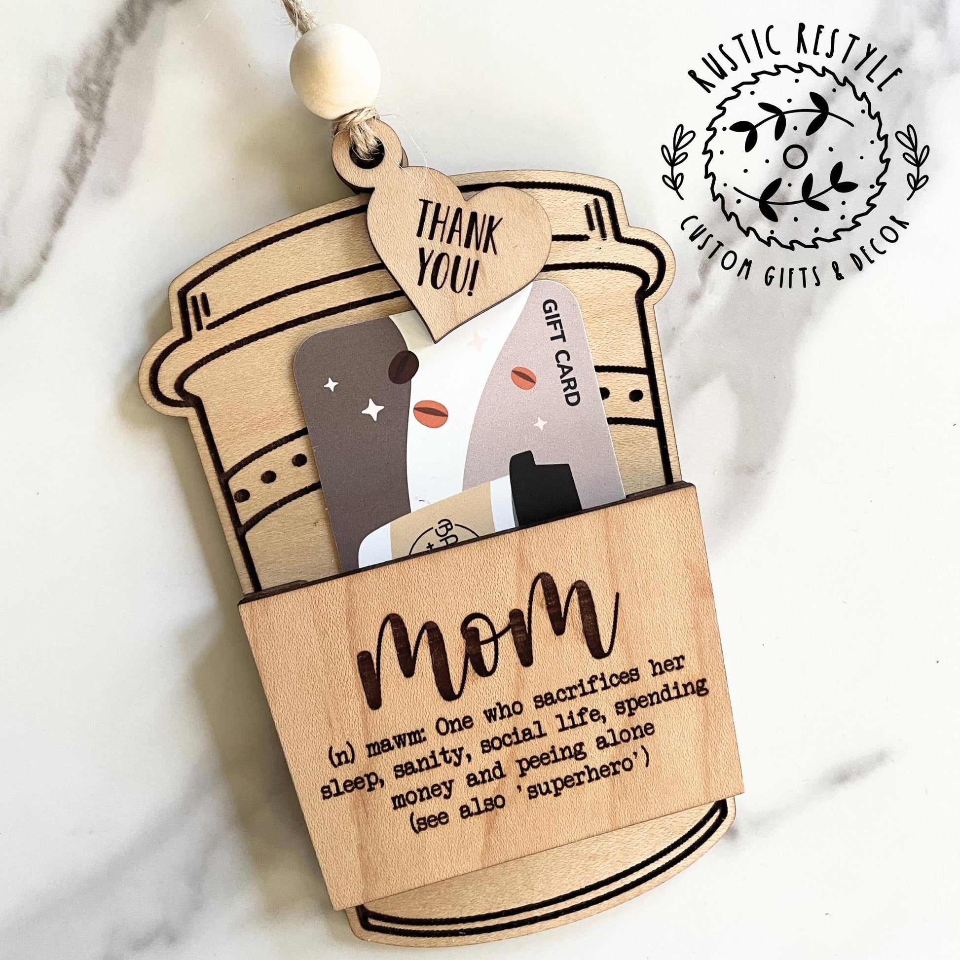 Mom coffee cup ornament gift card holder ornament