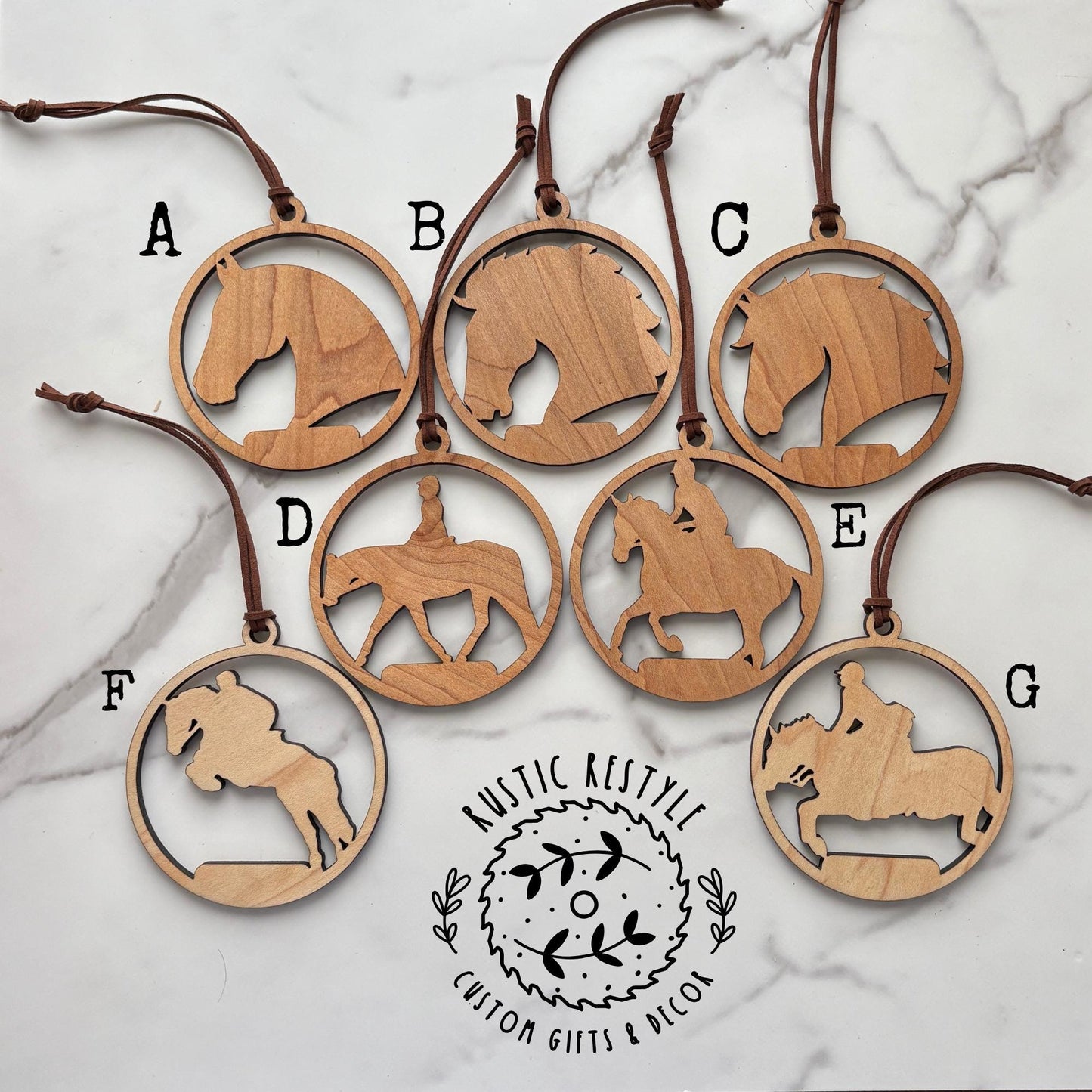 Horse riding christmas ornament, horse silhouette, personalized horse ornament
