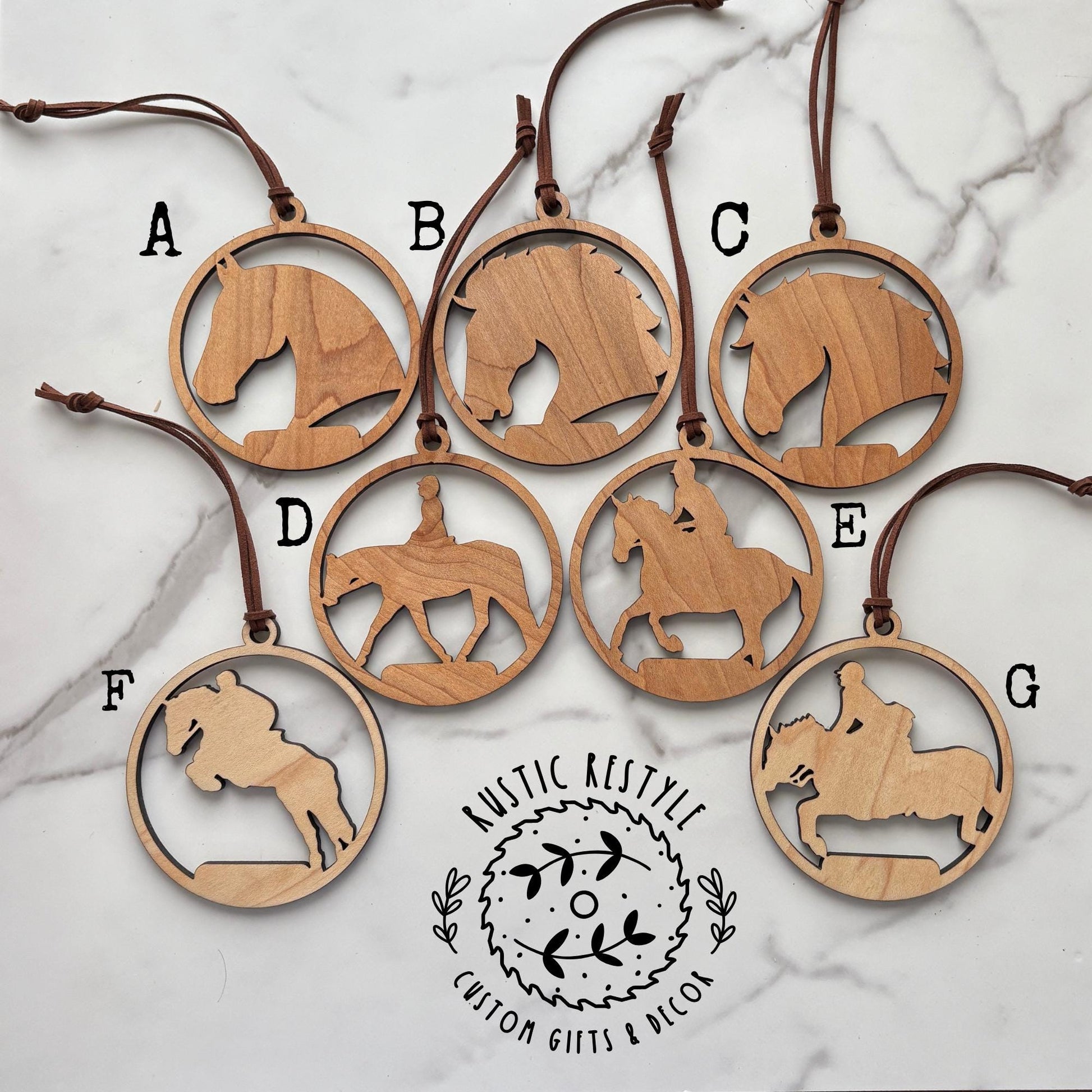 Horse riding christmas ornament, horse silhouette, personalized horse ornament