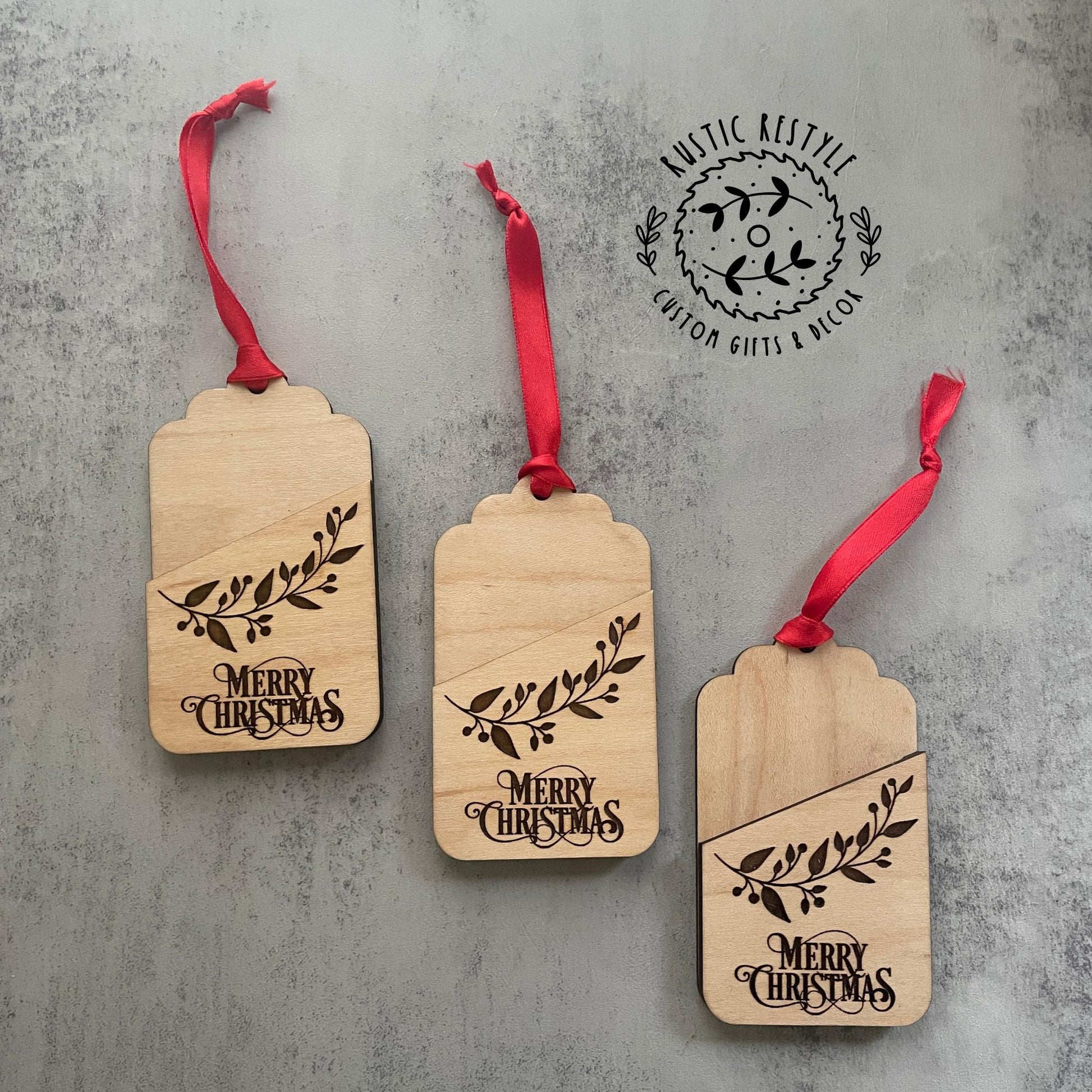 Wooden "Merry Christmas" ornament gift card holder, decoration gift