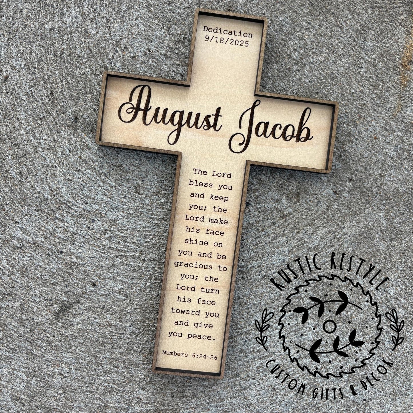 Christening Baptism sign, godparent or godchild present, Personalized Wood dedication cross