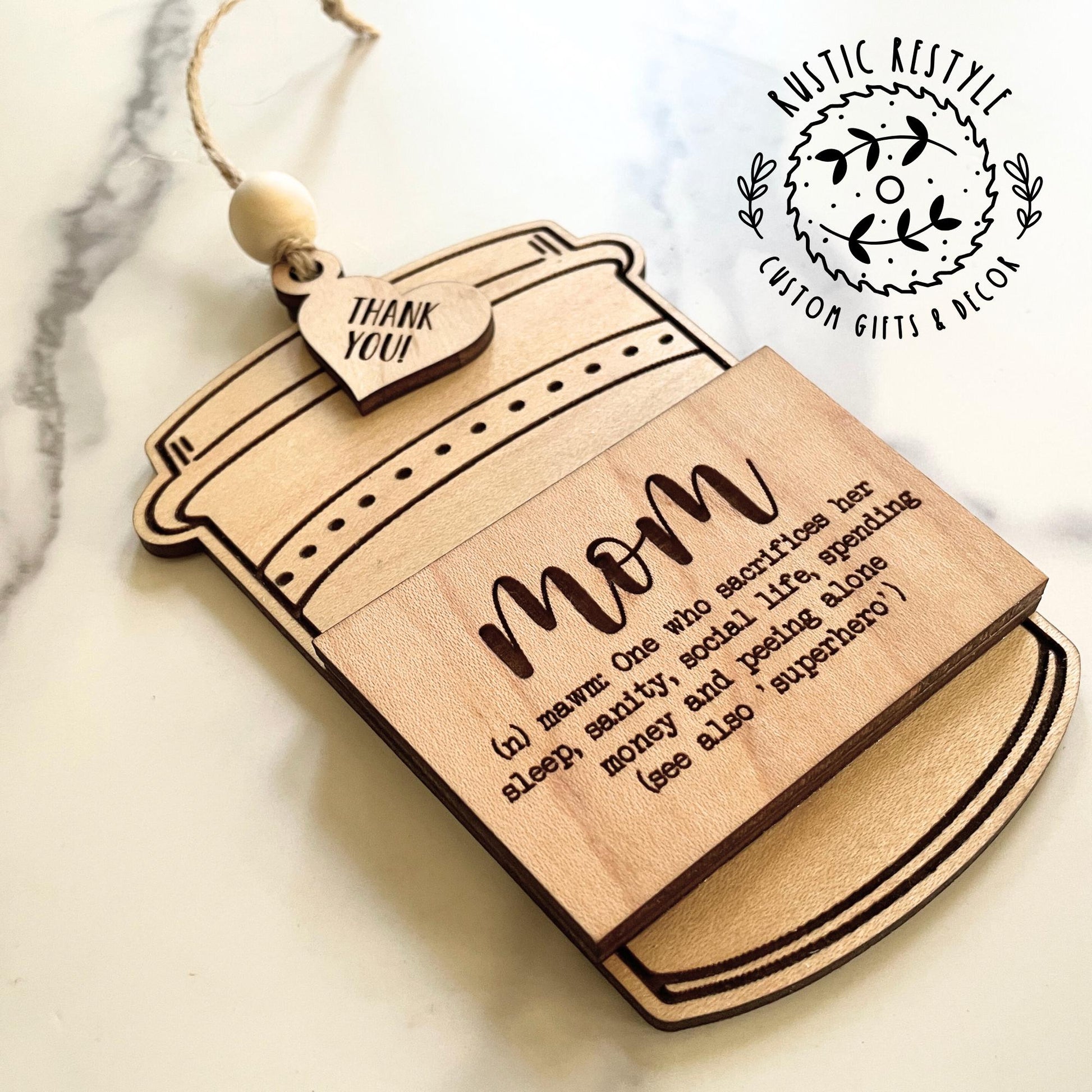Mom coffee cup ornament gift card holder ornament