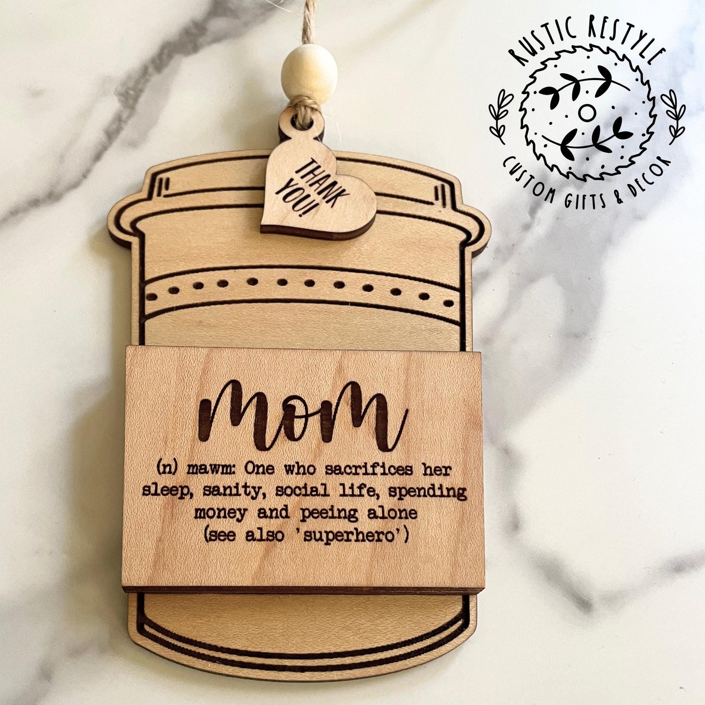 Mom coffee cup ornament gift card holder ornament