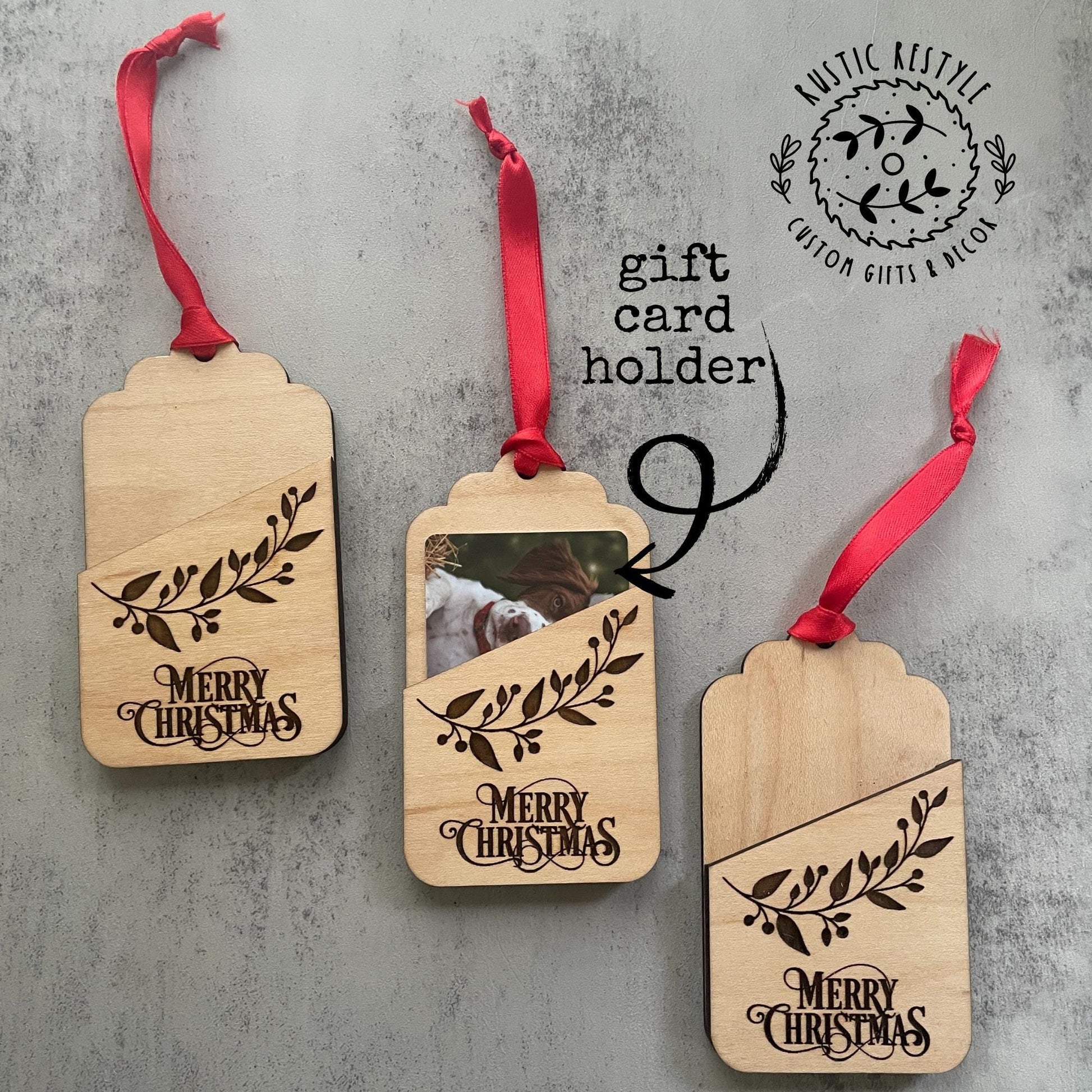 Wooden "Merry Christmas" ornament gift card holder, decoration gift