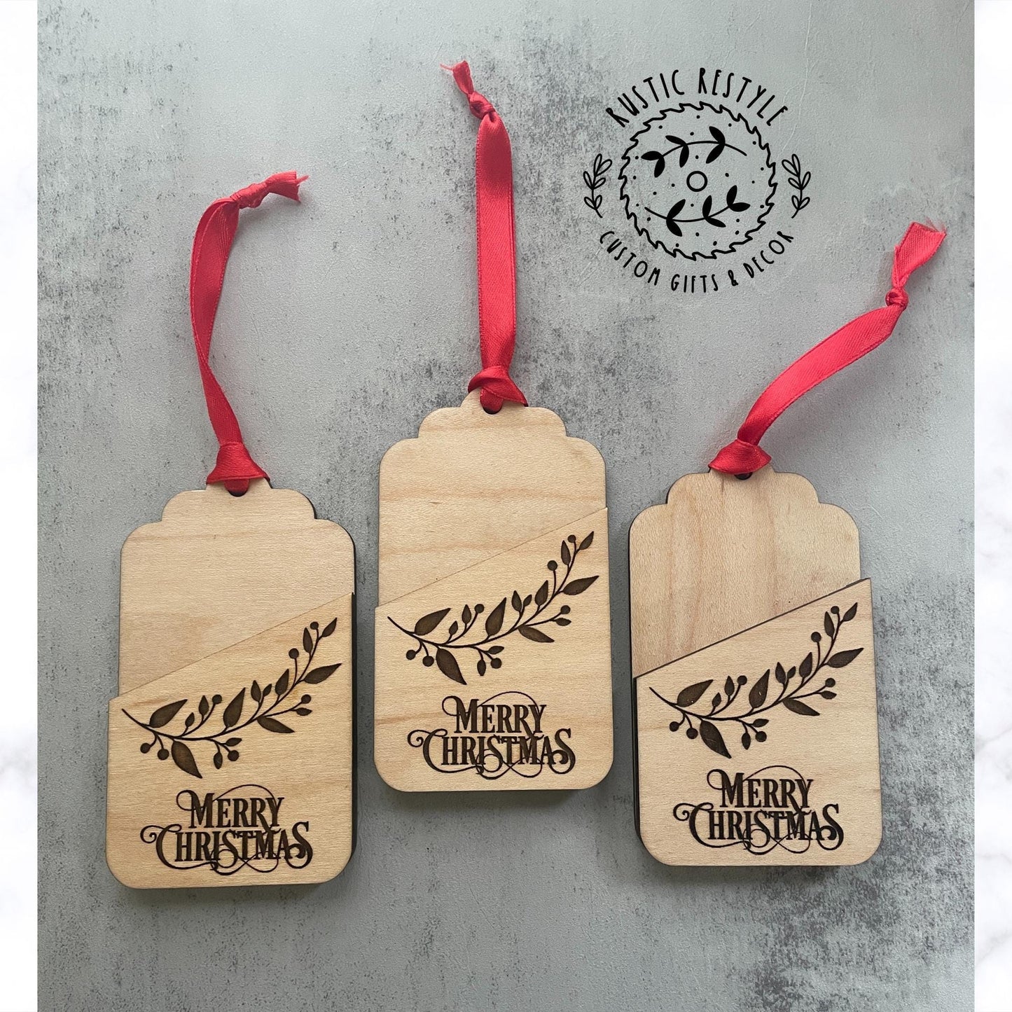Wooden "Merry Christmas" ornament gift card holder, decoration gift